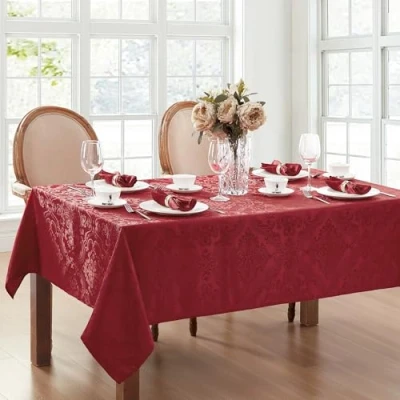 Imagen de Elrene Mantel de Damasco, poliéster, Rojo, 152 x 259 cm