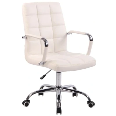 Imagen de CLP Silla De Escritorio Deli en Cuero Sintético Ejecutiva Giratoria &amp; Regulable Altura I Oficina con Ruedas, Color:Blanco