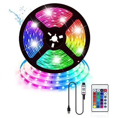 Imagen de Vinmooog Tira led rgb luces habitacion 5M luz led,led tv tiras USB 5050 leds con 16 Colores IR Control Remoto y Controlador para TV, Fiesta, Bar Pasillo