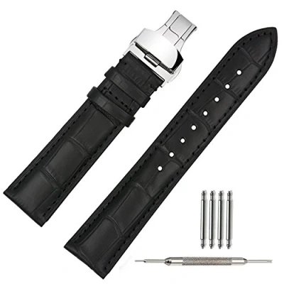 Imagen de Tstrap Correa Reloj Cuero Piel cocodrilo liberacion rapida Cierre Mariposa 18mm 19mm 21mm 22mm