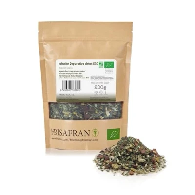 Imagen de FRISAFRAN Infusión depurativa Detox Ecológica Granel 200g Digestiva Anti inflamacion té drenante con efecto diuretico Propiedades Antioxidante Natural sin aditivos