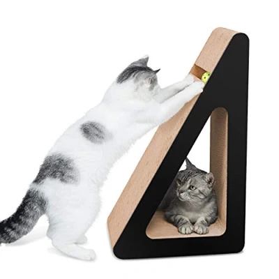 Imagen de Aibuddy Cat Scratcher,3 Sided Incline Scratching Pad Cardboard Lounge Bed with Ball Toy Catnip [ Multiple Angles,Superior &amp; Construction]