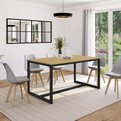 Imagen de IDMarket Mesa de comedor rectangular Detroit para 6 personas, diseño industrial 150 cm