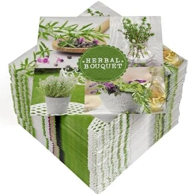 Imagen de 100 Servilletas Papel Desechables, 3 Capas, 33 x cm, Hierbas