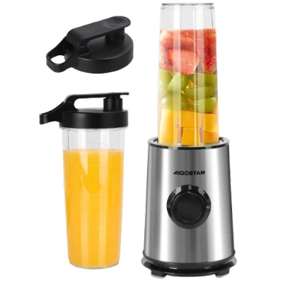 Imagen de Aigostar Baron Licuadoras Para Zumos y Batidos con Jarra 1 Litro, Botella 600ml. Batidora Portatil 350W. Smoothie Frutas, Verduras Milkshake. Acero Inoxidable. Sin de BPA.