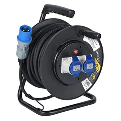 Imagen de Electraline 49049 Enrollacables industrial para camping 25 Mt, Cable de goma H07 RN F sección 3G2.5 mm², IP44