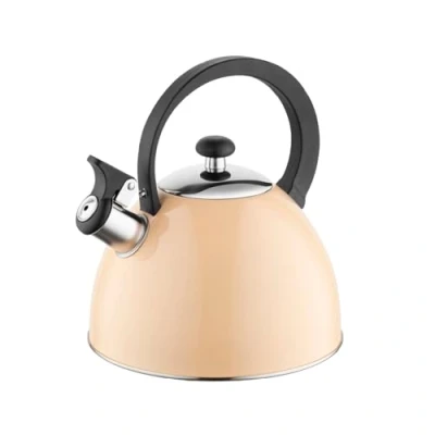 Imagen de FLORINA tetera BRILLO (2 l) de acero inoxidable flauta con mango baquelita para cocina inducción, encimera gas y eléctrica color: Melocotón