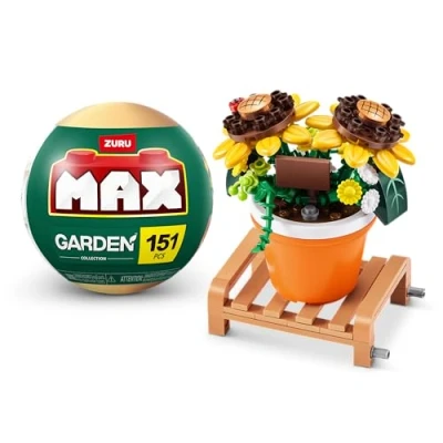 Imagen de MAX Colección de Bloques construcción Premium Garden (Pot Sunflower, 1 cápsula) ZURU(hasta 233 Piezas; 6 diseños para coleccionar).