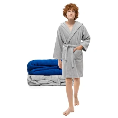 Imagen de Twinzen Bata Niño y Niña Adolescente con Capucha, 100% Oeko Tex, Invierno 13 14 Años Gris Tejido Esponja Batin de Baño Ultra Suave Absorbente