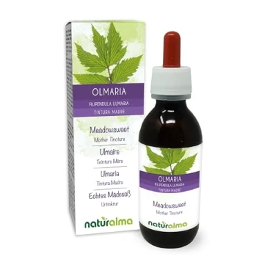 Imagen de ulmaria o Reina de los prados (Filipendula Spirea ulmaria) flores Tintura Madre sin alcohol Naturalma Extracto líquido gotas 120 ml Complemento alimenticio Vegano