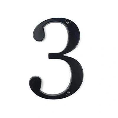 Imagen de HASWARE Letrero con número de casa, 4 pulgadas (10 cm), números puerta modernos, placa señalización, dirección aleación zinc (3, Negro)