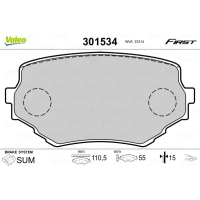Imagen de VALEO 301534 Juego de pastillas freno Eje delantero excl. contacto avisador desgaste sin chapa antichirridos SUZUKI: Vitara I SUV
