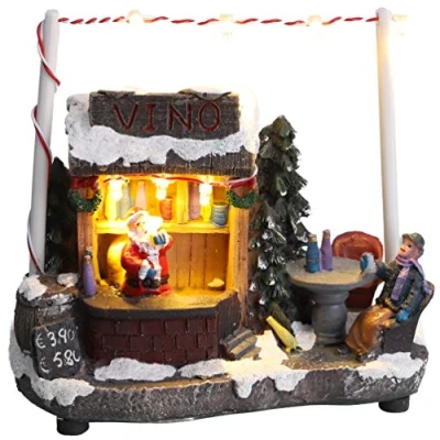 Imagen de Christmas Concepts® Escena de Mercado navideño con luz LED 5 &quot;/ 13 cm (Cabaña Vino)