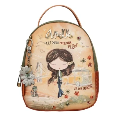Imagen de Anekke Mochila de Paseo para Mujer con Asas Regulables y Asa Mano 2 Compartimentos Accesorios Complementos Medidas 19x23x8 cm