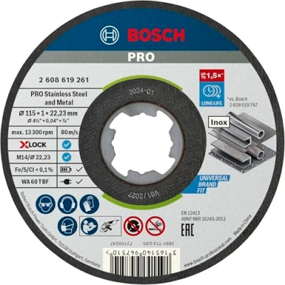 Imagen de Bosch Professional Standard 10 discos de corte recto (para inoxidable, X LOCK, Ø115 mm, diámetro del orificio: 22,23 grosor:1 mm)