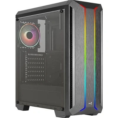 Imagen de Aerocool SKYLINEV2BK, Caja PC ATX, Panel Frontal Doble LED ARGB, Ventilador ARGB 12cm, Negro