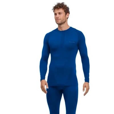 Imagen de FALKE Warm Round Neck M L/S SH Hilo Funcional Secado rápido Termo 1 Pieza, Capa de Base Superior Hombre, Azul (Yve 6714) Nuevo ecológico, L