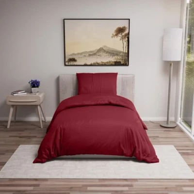 Imagen de Funda Nordica Cama 155x220 cm con 2 Almohada 80x80 Burdeos nordicas Adulto de 100% Microfibra. Certificada sin Productos Químicos (Oeko Tex)