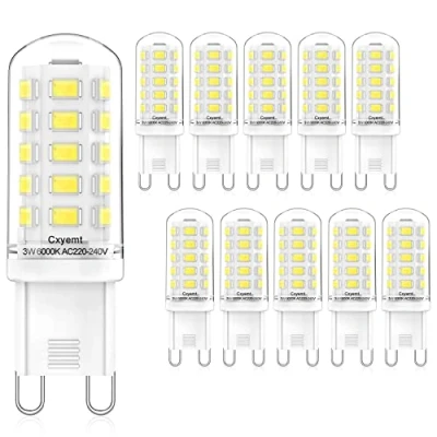 Imagen de Cxyemt Bombillas LED G9 de 3W,Equivalentes a Halógenas 28W,33W, 40 W, Blanco Frio 6000K, AC 220 240V,No Regulable, Sin Parpadeo,Lámpara Luz Ahorro Energía,Paquete 10