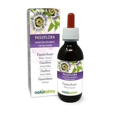 Imagen de Pasiflora (Passiflora incarnata) hierba con flores Tintura Madre sin alcohol Naturalma Extracto líquido gotas 120 ml Complemento alimenticio Vegano