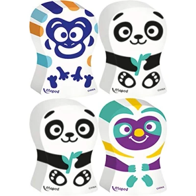 Imagen de Maped Material Escolar Goma de Borrar Ergo Fun Pack con 2 Unidades Diseño Lúdico Formas Pingüino y Perezoso Agarre Ergonómico Precisión Borrado