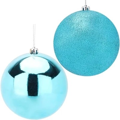 Imagen de Paquete de Adornos 2 200 mm (8&quot;) Diseño Brillante y con Brillo navideños Gigantes ... (Turquesa)