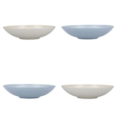 Imagen de KitchenCraft Juego de 4 Cuencos para Pasta Gres Esmaltado Sin Plomo Azul / Color Crema en Caja Regalo 22cm