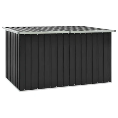 Imagen de vidaXL Caja de Almacenaje para Jardín, Baúl Cojines Almohadas Mantas, Cofre Herramientas, Porche Patio Terraza, Gris Antracita