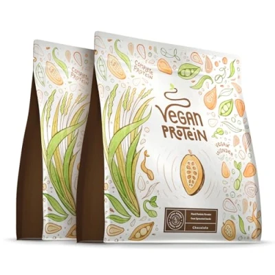 Imagen de Proteína Vegana en Polvo Sabor Chocolate 100% Proteina 21g dosis Vegan Protein Powder de Guisante, Arroz, Girasol y Soja Aislada para Masa Muscular 1.2kg Alpha Foods