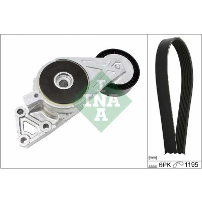 Imagen de INA 529 0470 10 Juego de correas trapeciales poli V Revisar/sustituir poleas libres del alternador VOLKSWAGEN: Golf 4, Caddy 3, New Beetle Hatchback