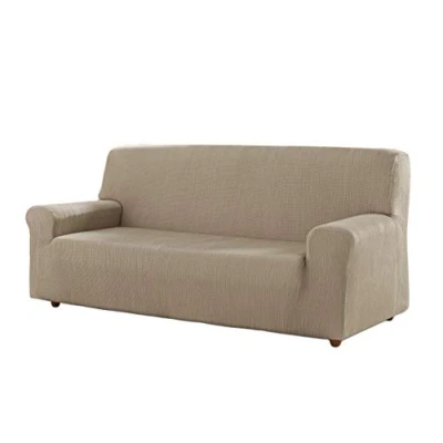 Imagen de Estoralis Berta Funda Sofá de Diseño Moderno Tejido Elastico Lino para 3 Plazas 170 a 220 cm. Protector Adaptable Todo Tipo sofás