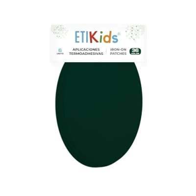 Imagen de 6 rodilleras color Verde oscuro termoadhesivas de plancha. Coderas para proteger tu ropa y reparación pantalones, chaquetas, jerseys, camisas. 16 x 10 cm. RP36