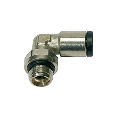 Imagen de Rosca de inserción en L &quot;click clock&quot;, giratoria, M5 a, para manguera diámetro exterior 5 mm, presión trabajo máx. 16 bar, latón vern., L1 = 22,8