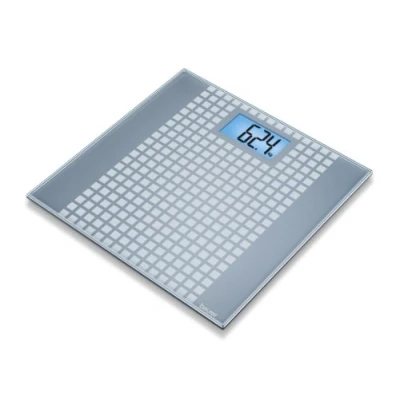 Imagen de Beurer GS206 Báscula de baño vidrio, diseño cuadros, color plateado (756.63)