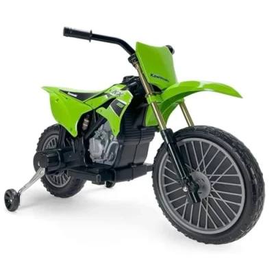 Imagen de INJUSA Moto Eléctrica Infantil Kawasaki, para Niños +2 Años, Batería 12V, Pedal Acelerador, Ruedas de Apoyo, Freno Eléctrico, Velocidad 6 km/h, Verde