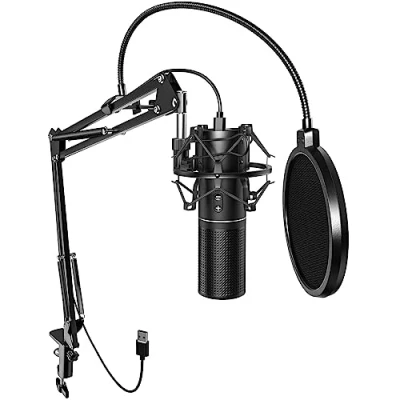 Imagen de TONOR Micrófono USB para Juegos, PC, Podcast Condensador Microphone Kit Cardioide con Brazo Soporte Protección Brodcasting Mic Studio Micro Streaming Youtube Twitch, Q9 Nuevo Modelo