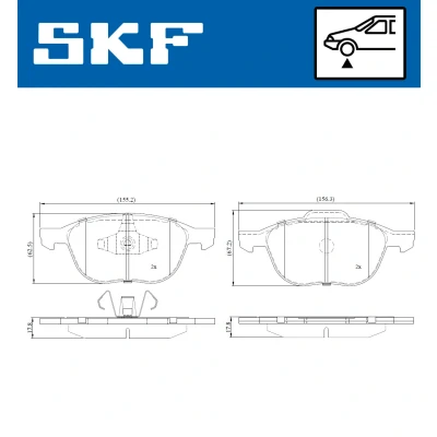 Imagen de SKF VKBP 80262 Juego de pastillas freno no preparado para indicador desgaste VOLVO: V40 Hatchback, Furgón / Hatchback