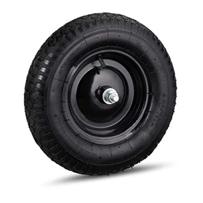 Imagen de Relaxdays Rueda para Carretilla de jardín, 4.80 4.00 8, Neumático, Llanta Acero, con Eje, 120 kg, 1 Ud., Negro