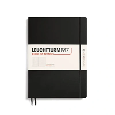 Imagen de LEUCHTTURM1917 321149 Libreta Master Slim (A4+) 225 x 315 mm, Tapa Dura, 123 páginas numeradas, Negro, Puntos