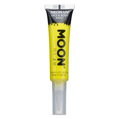 Imagen de Moon Glow Pintura facial y corporal UV neón con aplicador de brocha 15 ml Amarillo intenso