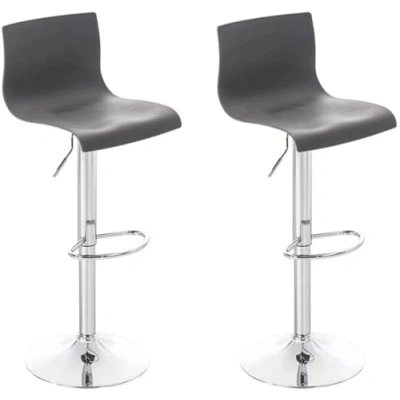 Imagen de CLP Set 2X Taburetes De Bar Hover con Asiento Polipropileno I 2 Regulables En Altura Altos Giratorios Color:, Color:Gris