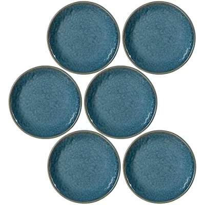 Imagen de LEONARDO HOME Matera 018373 Platos de cerámica (6 unidades, 16,3 cm), color azul