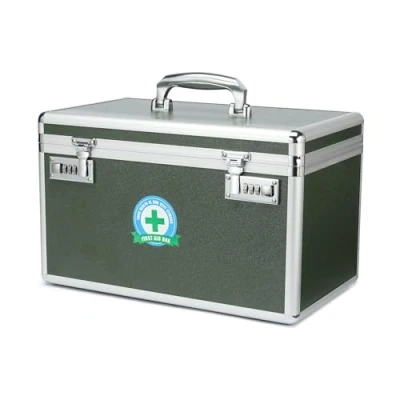 Imagen de caja de bloqueo medicamentos con combinación, almacenamiento cerradura, primeros auxilios vacía, seguridad cerradura seguridad, organizador