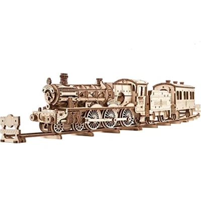 Imagen de UGEARS Harry Potter Hogwarts Express Tren Puzzle 3D Maquetas para Construir Adultos Trenes de Juguete Locomotora Modelo Mecánico Madera Incluye Tren, Vías, Ténder, Carruaje,3 Figuras
