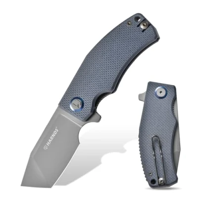Imagen de Harnds Navaja de Bolsillo, Cuchillo plegable con hoja acero D2, Tanto EDC Clip Mango G10, Supervivencia Cuchillos, Revenant (Gris Gris Titanio)