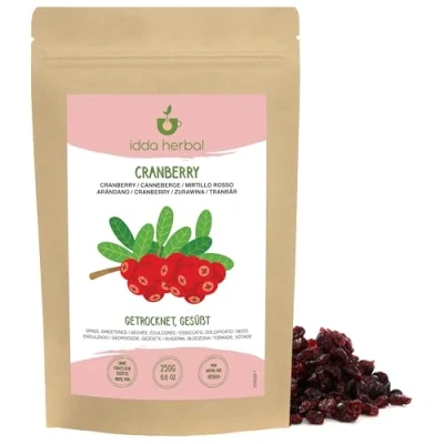 Imagen de Arándanos Secos (250g), Enteros, Endulzados con Jugo de Manzana, Suaves y Masticables, Snack Fruta Listo para Comer, Vegano