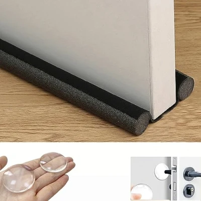Imagen de Door Bottom Seal Strip Stopper, Strip, Draft Noise &amp; Pest Isolation Waterproof Adjustable Sweeps, For Home,Office (Black)