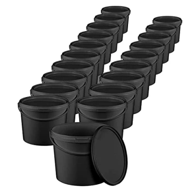 Imagen de BenBow Cubo con Tapa 1l Negro 100x 1 litros Apto para Alimentos, Resistente, hermético, a Prueba de Fugas, sin olores contenedor plástico Almacenamiento, asa vacío