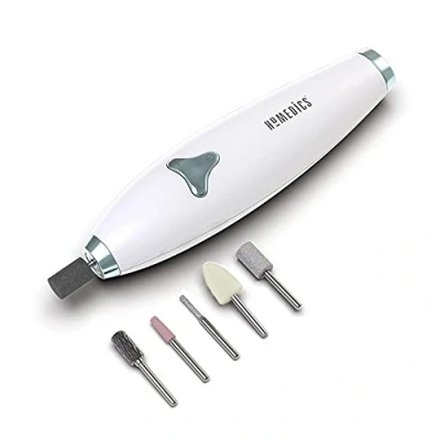 Imagen de HoMedics Manicura/Pedicura Eléctrica 6 en 1 de Lujo Seis accesorios para limpiar, reparar, dar forma, limar y pulir tus uñas con 8 velocidades ajustables, blanco, MAN 1700 EU