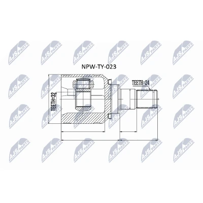 Imagen de NTY NPW TY 023 Junta Homocinética lado de engranaje, Eje delantero, izquierda TOYOTA: Avensis I Berlina